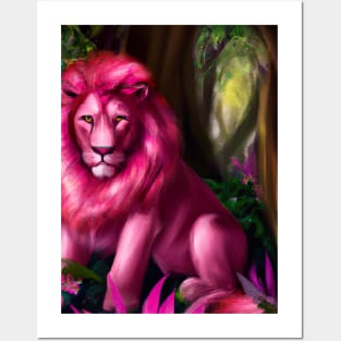Pink Lion Posters and Art
